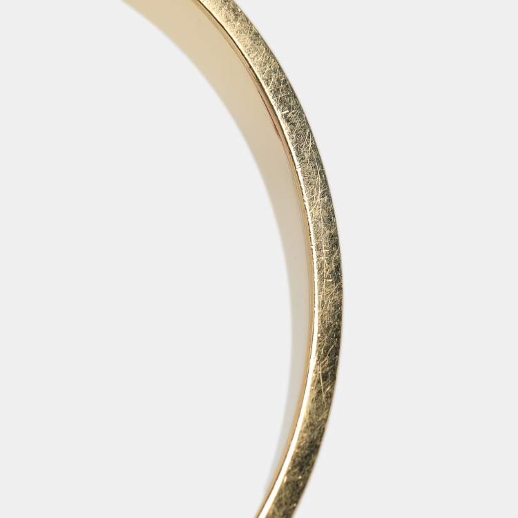 Pre Owned Dior Gold Tone/Light Pink Enamel Open Cuff Bracelet