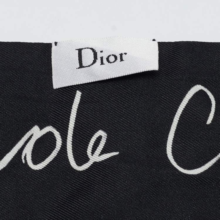 Pre Owned Dior Black Printed Silk L'Hiver Mitzah Scarf 