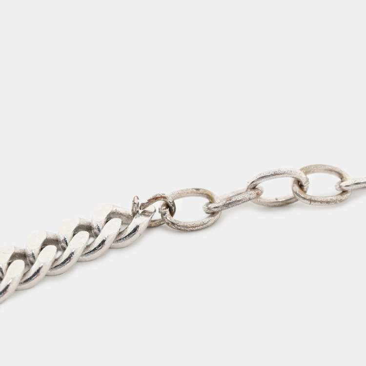 Pre Owned Dior Silver Tone Crystals Chain Necklace