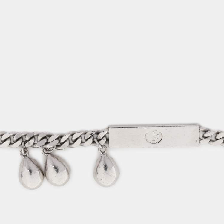 Pre Owned Dior Silver Tone Crystals Chain Necklace