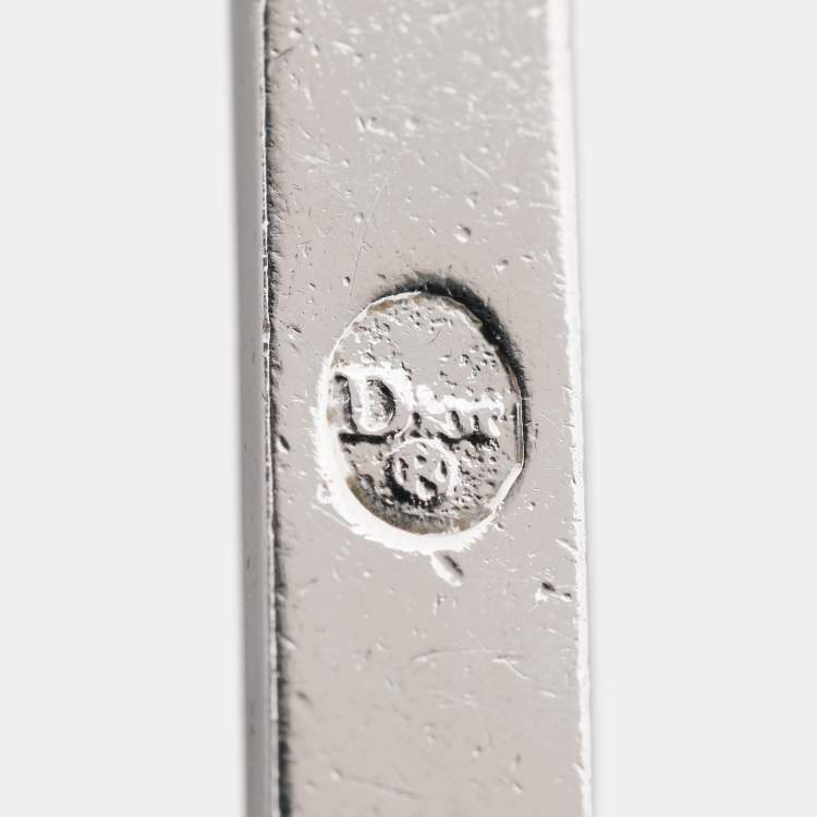 Pre Owned Dior Silver Tone Crystals Chain Necklace