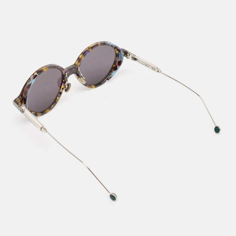 Pre Owned Dior Yellow Havana/Green Mirrored OX8TW Umbrage Round Sunglasses
