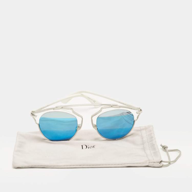 Pre Owned Dior Silver/Blue Mirrored DiorSoReal Aviator Sunglasses