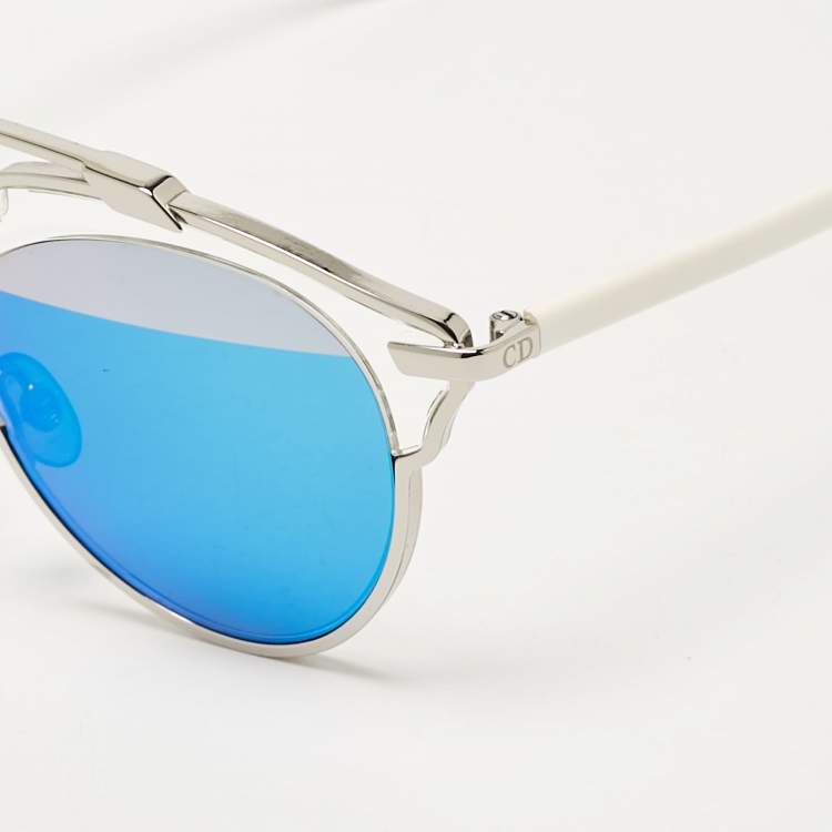 Pre Owned Dior Silver/Blue Mirrored DiorSoReal Aviator Sunglasses