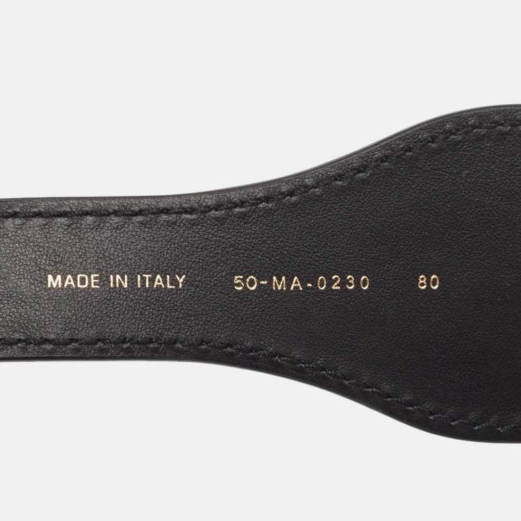 مملوكة مسبقًا Dior Navy Blue Embroidered Canvas and Leather Buckle Waist Belt 80CM