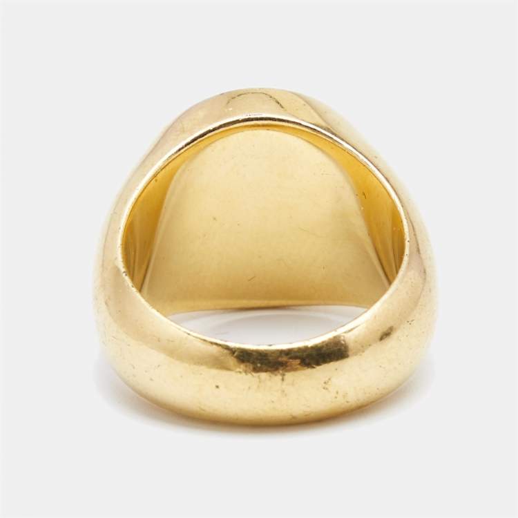 Pre Owned Dior CD Tigers Eye Gold Tone Ring Size 53