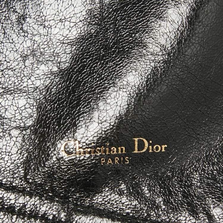 Pre Owned Dior Black Glossy Leather Saddle Wrap Belt