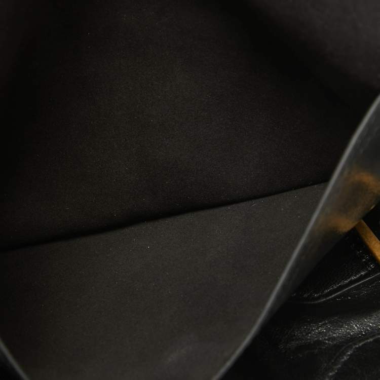 Pre Owned Dior Black Glossy Leather Saddle Wrap Belt