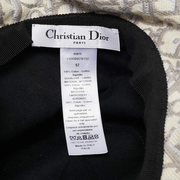 Pre Owned Christian Dior Grey Oblique Jacquard Bucket Hat