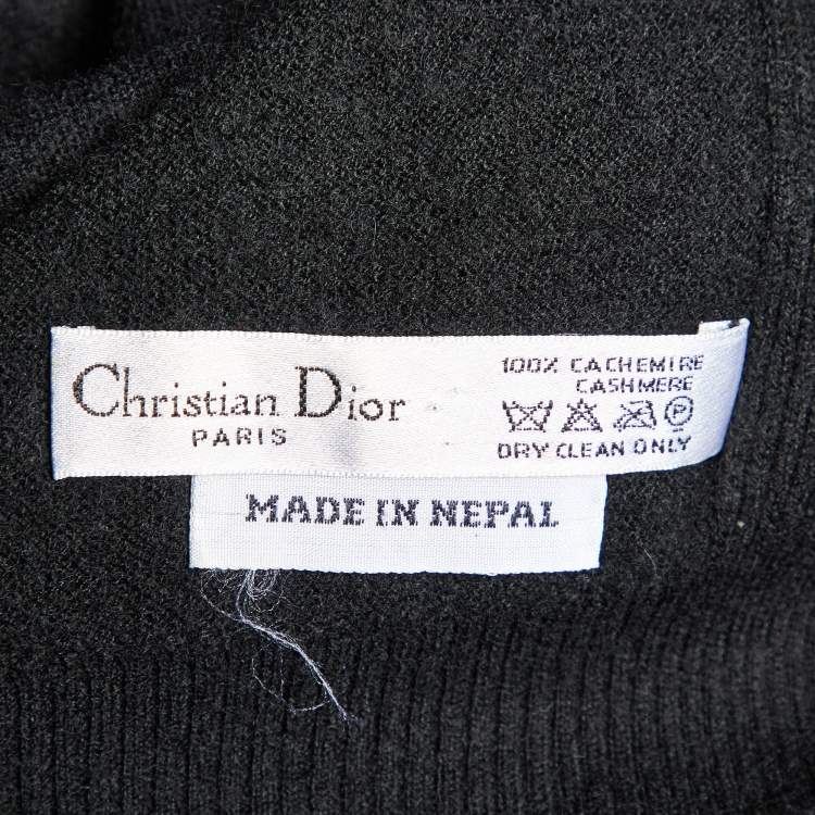 Pre Owned Dior Black Cashmere Fringed Stole