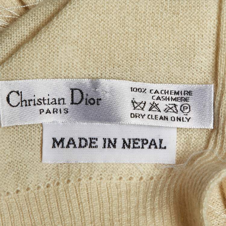 مملوكة مسبقًا Dior Cream Cashmere Fringed Stole