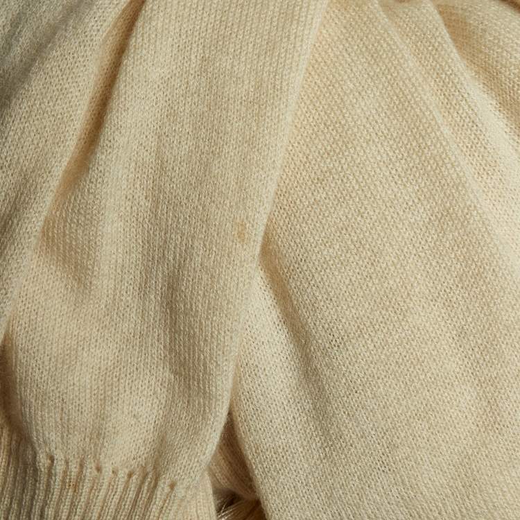 مملوكة مسبقًا Dior Cream Cashmere Fringed Stole