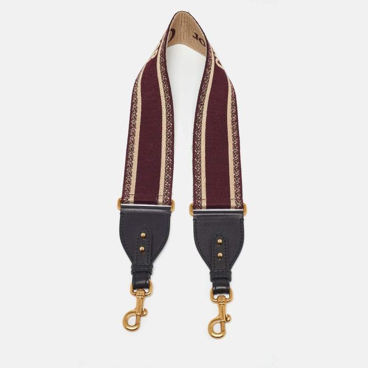 Pre Owned Dior Burgundy Embroidered Canvas and Leather Book Shoulder Strap