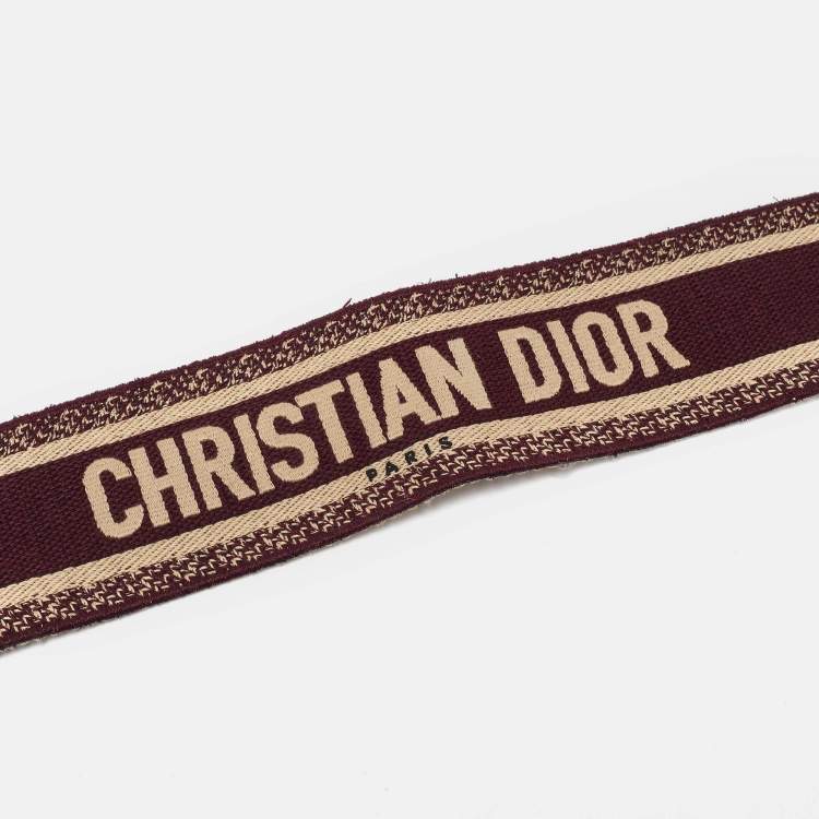 Pre Owned Dior Burgundy Embroidered Canvas and Leather Book Shoulder Strap