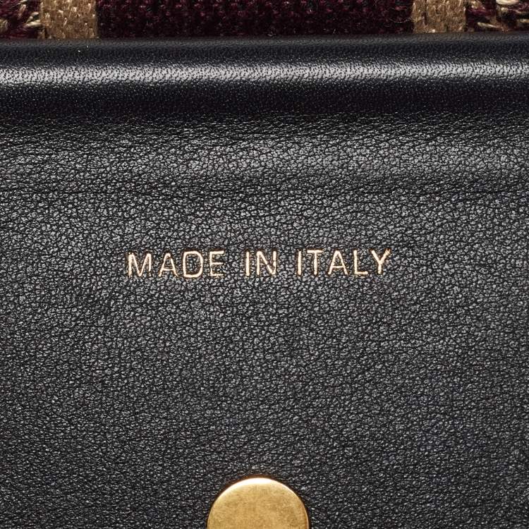 Pre Owned Dior Burgundy Embroidered Canvas and Leather Book Shoulder Strap