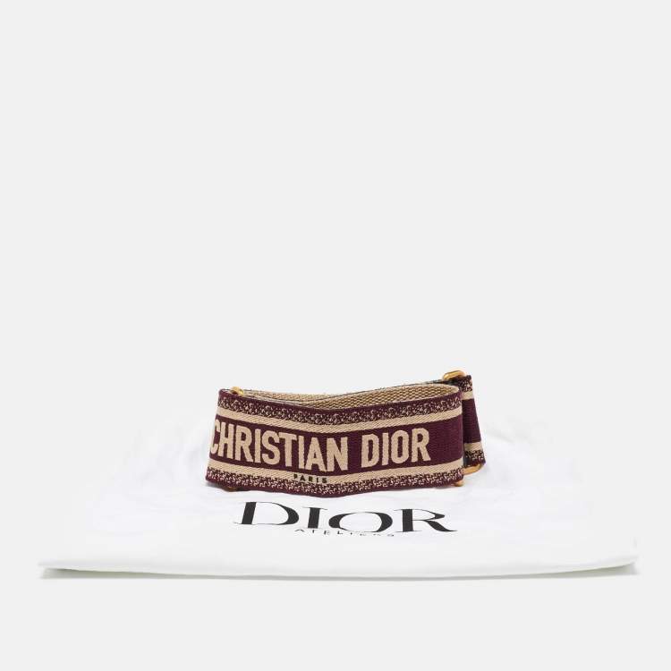 Pre Owned Dior Burgundy Embroidered Canvas and Leather Book Shoulder Strap