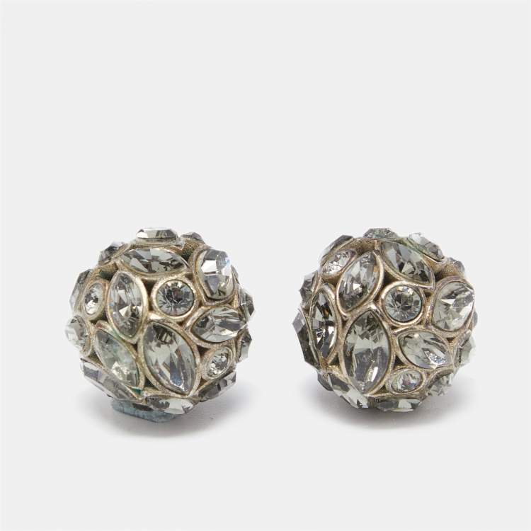 Pre Owned Dior Tribales Crystals Silver Tone Earrings
