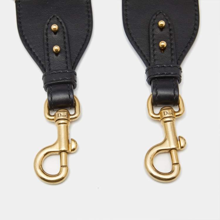Pre Owned Dior Grey/White Embroidered Logo Canvas and Leather Shoulder Bag Strap