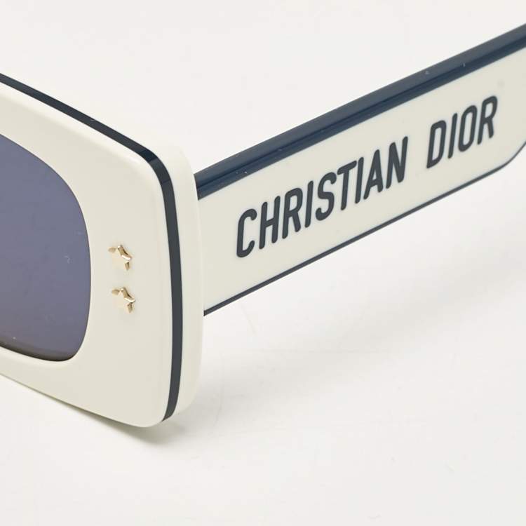 Pre Owned Dior White/Navy Blue DiorPacific S1U Square Sunglasses