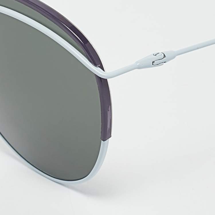 Pre Owned Dior Light Blue/Purple DiorRound Frame Aviator Sunglasses