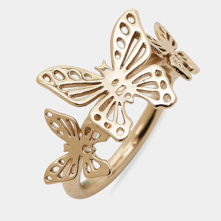 مملوكة مسبقًا Dior Butterfly Gold Tone Ring Size 52