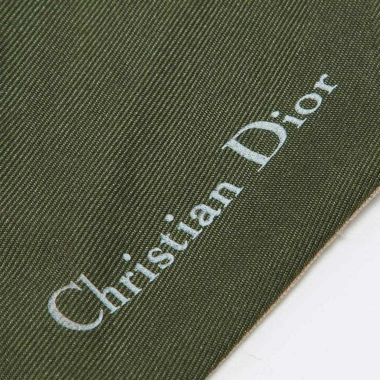 Pre Owned Dior Green/Beige Oblique Silk Mitzah Scarf
