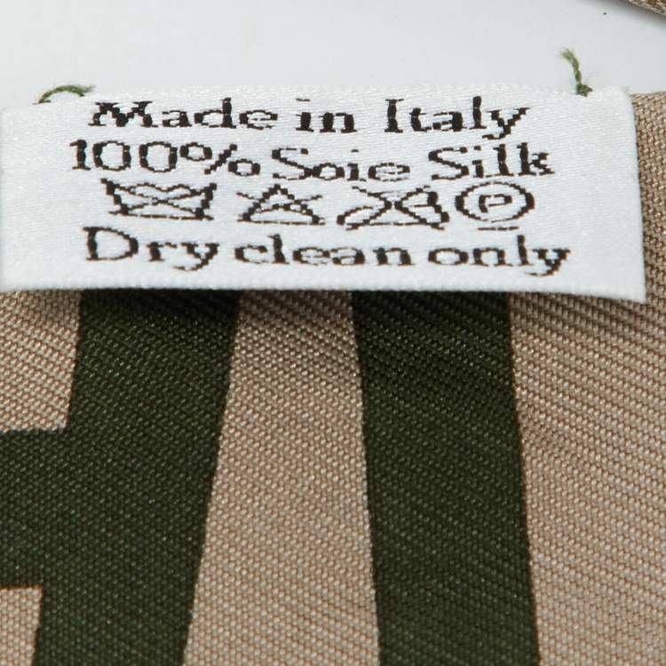 Pre Owned Dior Green/Beige Oblique Silk Mitzah Scarf