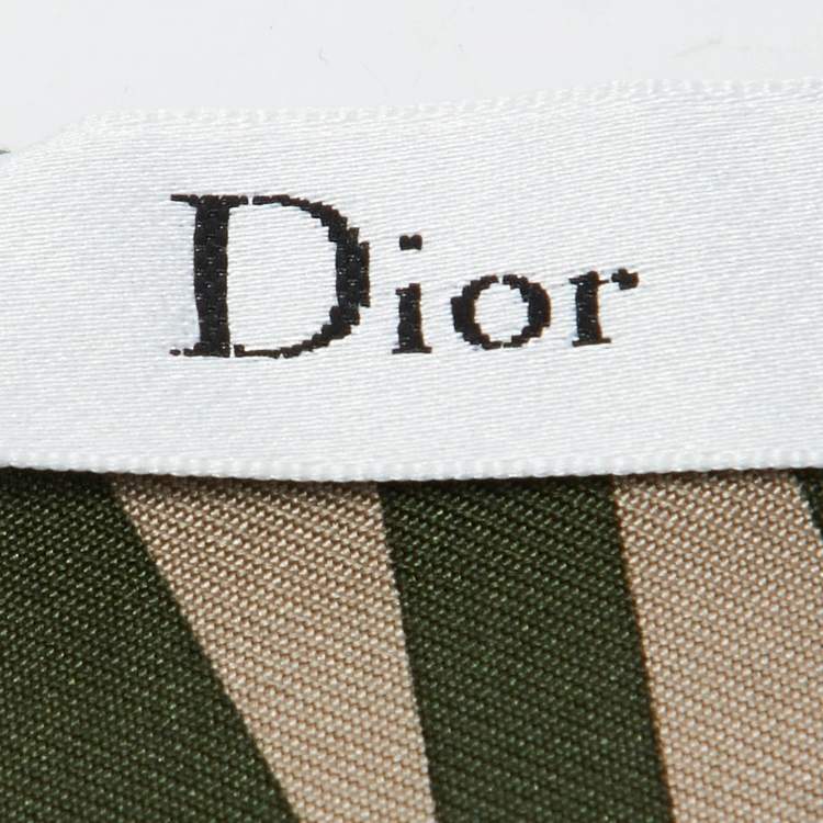 Pre Owned Dior Green/Beige Oblique Silk Mitzah Scarf