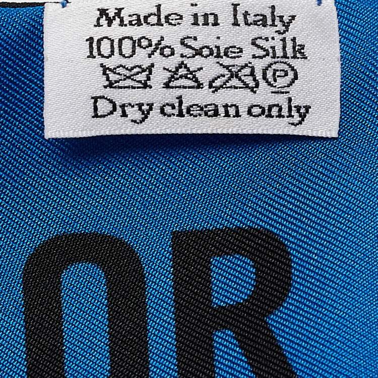 Pre Owned Dior Blue Stripe Print Silk Mitzah Scarf