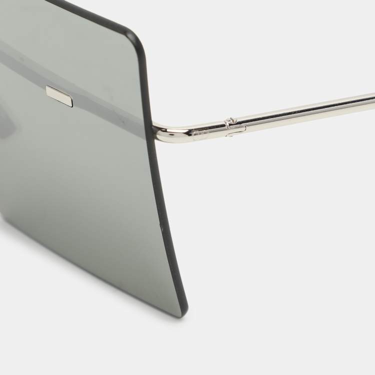 Pre Owned Dior Silver/Black Mirrored 0100T Hardior Square Shield Sunglasses