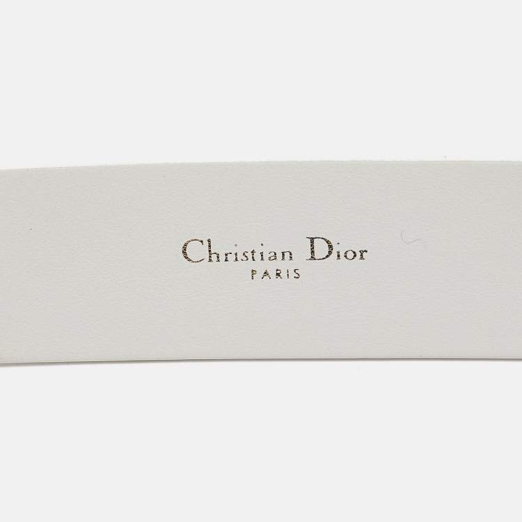 Pre Owned Dior White Leather 30 Montaigne Buckle Belt 70 CM