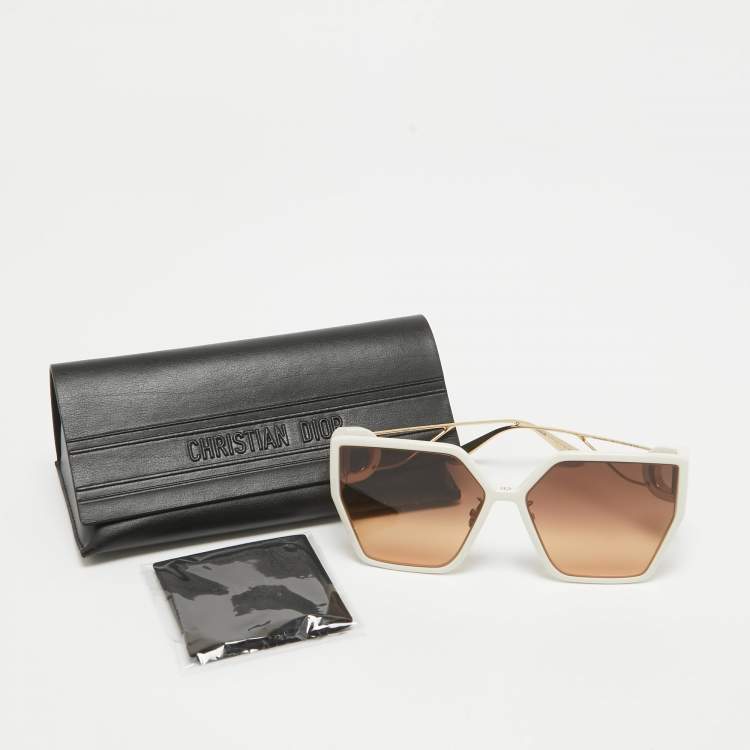 Pre Owned Dior White/Brown Gradient 30 Montaigne BU Oversized Sunglasses