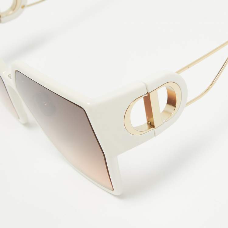 Pre Owned Dior White/Brown Gradient 30 Montaigne BU Oversized Sunglasses