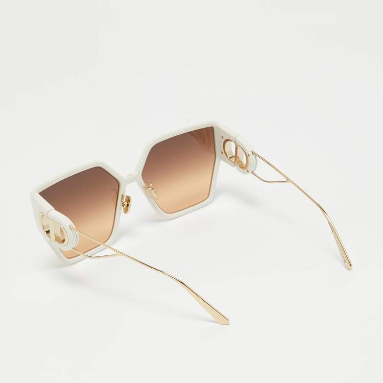 Pre Owned Dior White/Brown Gradient 30 Montaigne BU Oversized Sunglasses