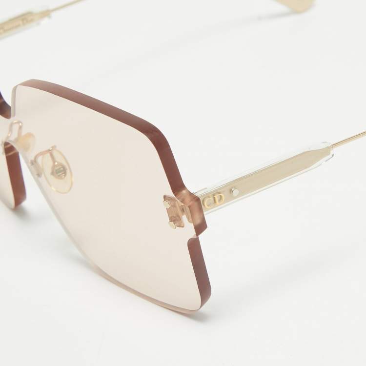 Pre Owned Dior Light Peach/Gold ColorQuake1 Oversized Sunglasses 