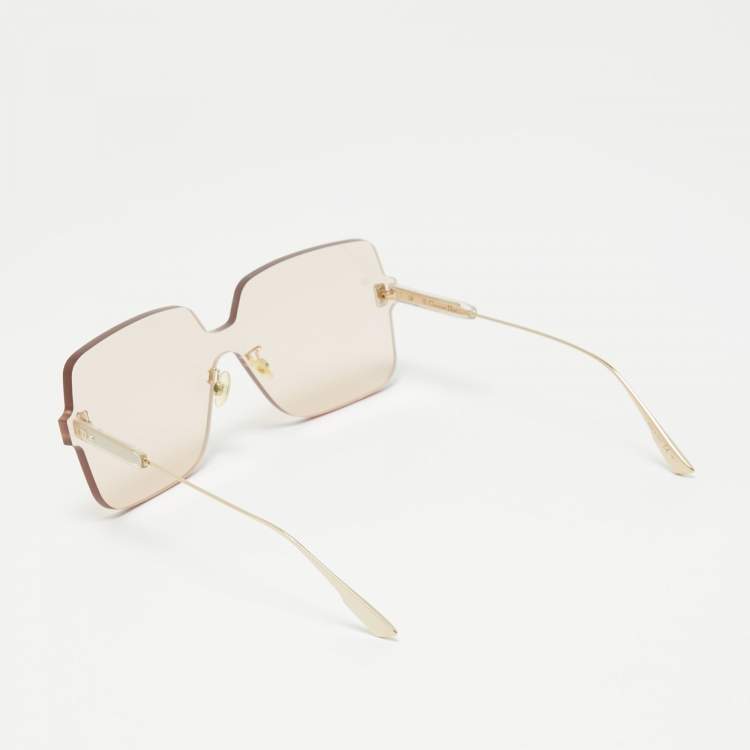 Pre Owned Dior Light Peach/Gold ColorQuake1 Oversized Sunglasses 