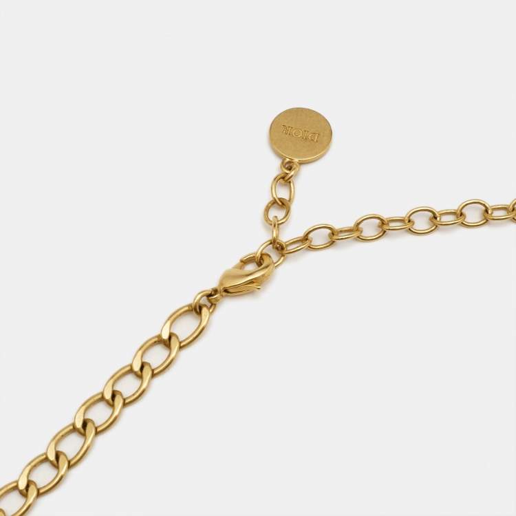 Pre Owned Dior 30 Montaigne Gold Tone Thin Choker Necklace