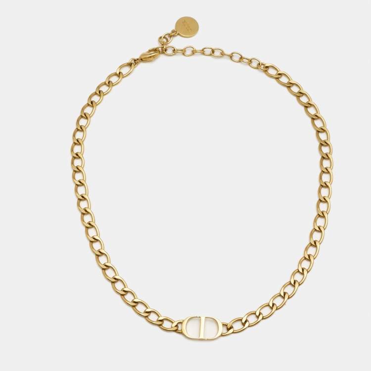 Pre Owned Dior 30 Montaigne Gold Tone Thin Choker Necklace