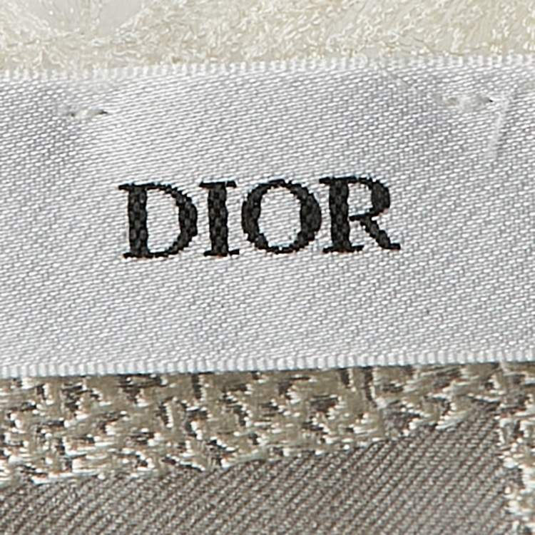 Pre Owned Dior Grey Oblique Silk Fringed Scarf 