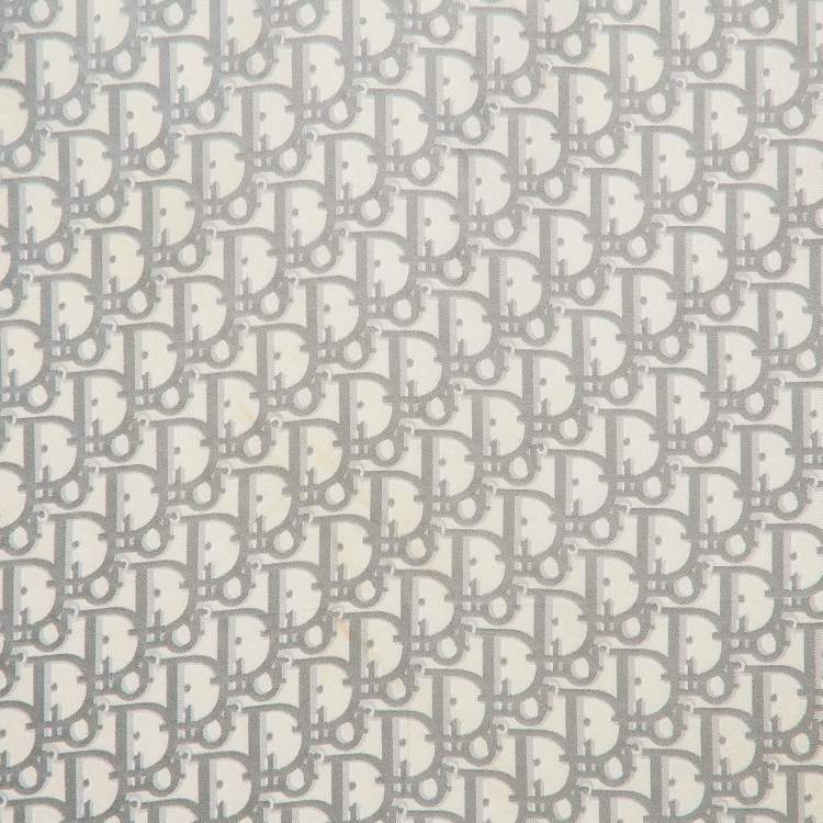 Pre Owned Dior Grey Oblique Silk Fringed Scarf 