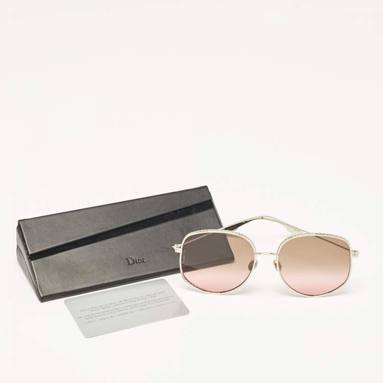 Pre Owned Dior Brown/Pink Gradient Diorbydior2 Oversized Sunglasses