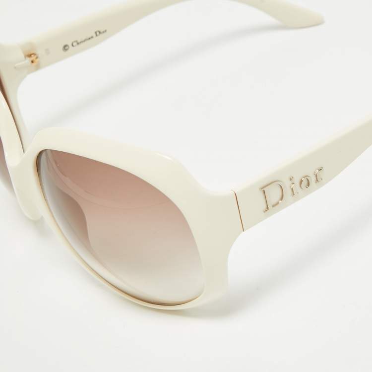 Pre Owned Dior White/Brown Gradient Glossy 1 Oversized Sunglasses