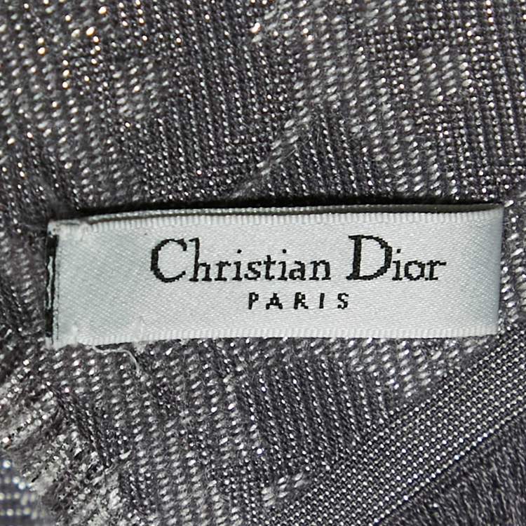 Pre Owned Christian Dior Oblique Lame Fringed Edge Scarf 