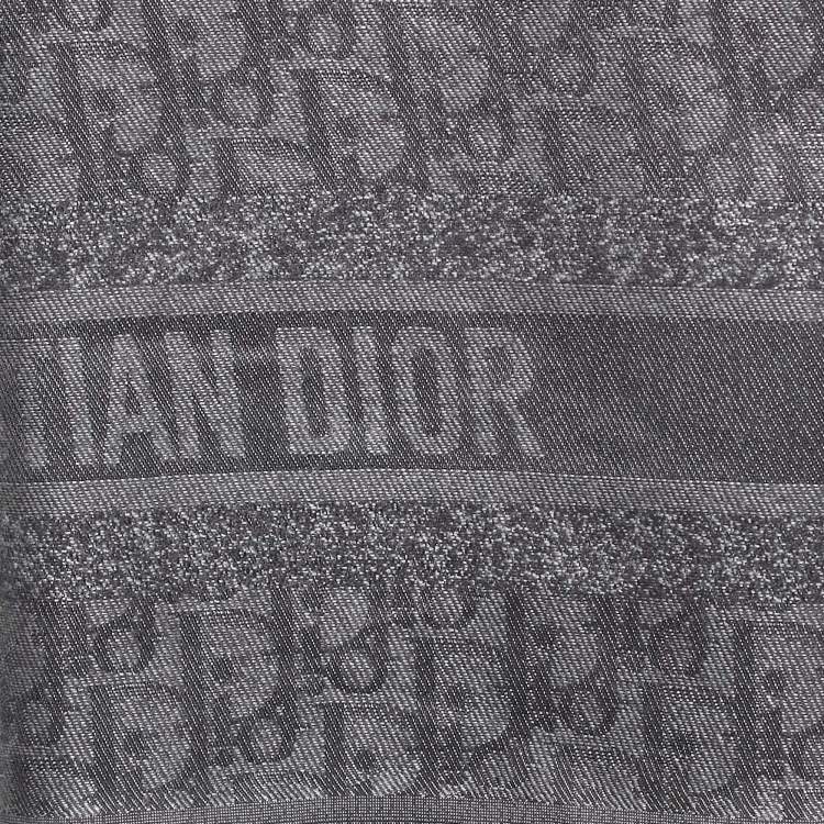 Pre Owned Christian Dior Oblique Lame Fringed Edge Scarf 