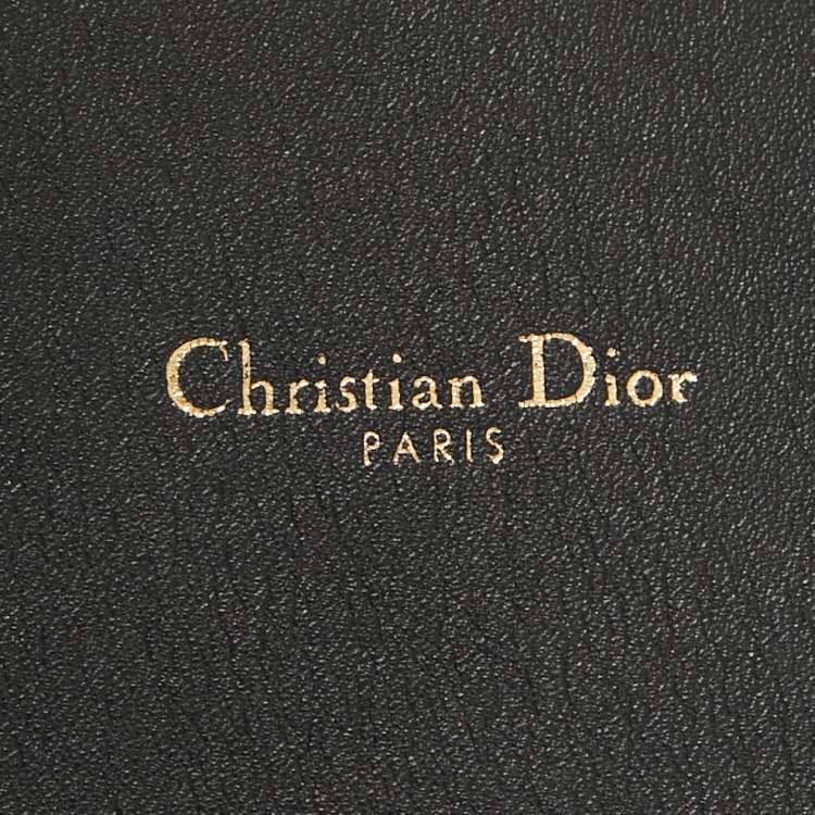 Pre Owned Dior Black Leather Diorquake Buckle Wide Belt 80CM
