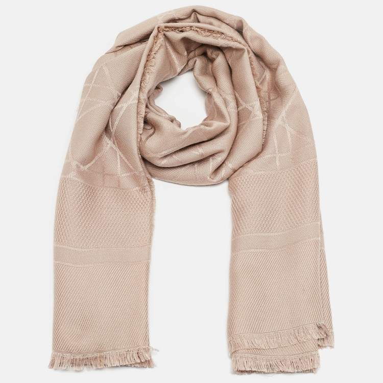 Pre Owned Dior Beige Cannage Silk Blend Square Scarf