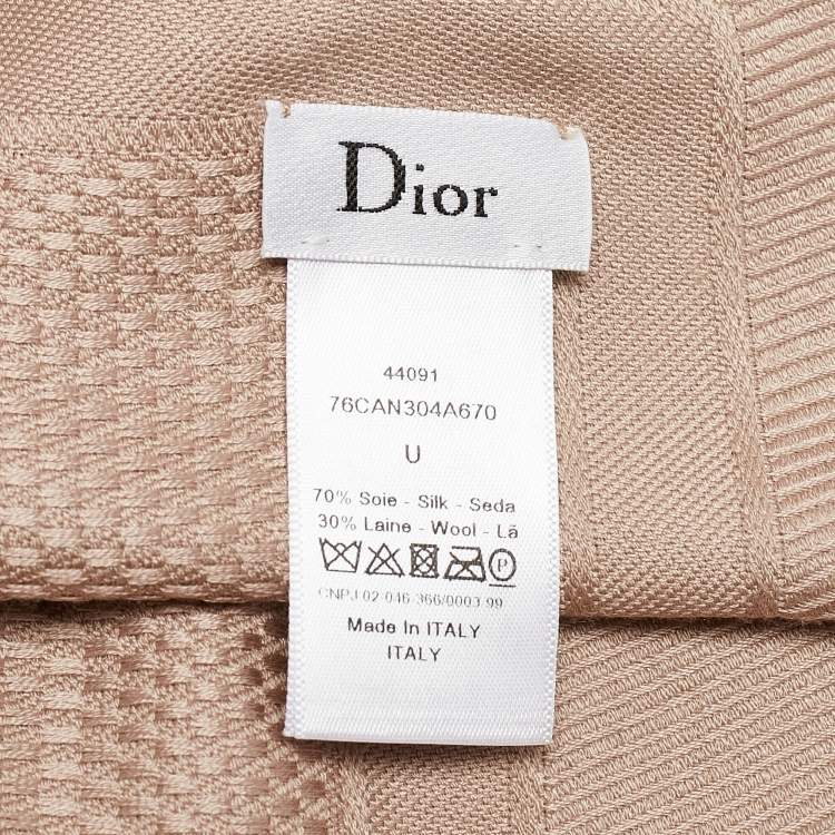 Pre Owned Dior Beige Cannage Silk Blend Square Scarf