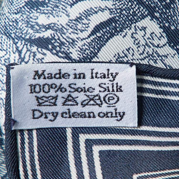 Pre Owned Dior Navy Blue/White Toile De Jouy Sauvage Silk Square Scarf