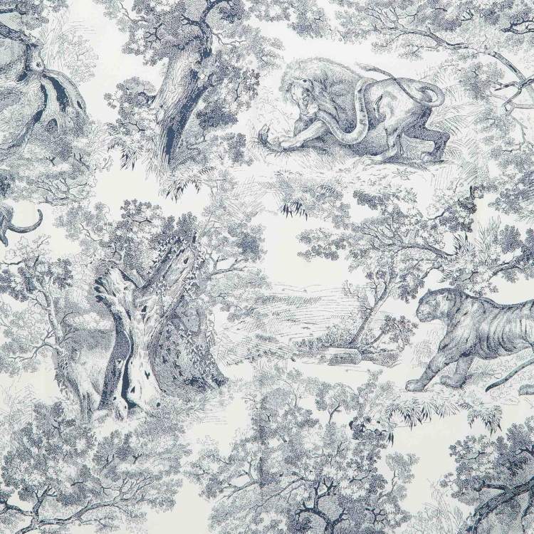 Pre Owned Dior Navy Blue/White Toile De Jouy Sauvage Silk Square Scarf