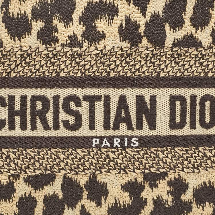 Pre Owned Dior Beige/Black Leopard Print Canvas Cosmetic Pouch